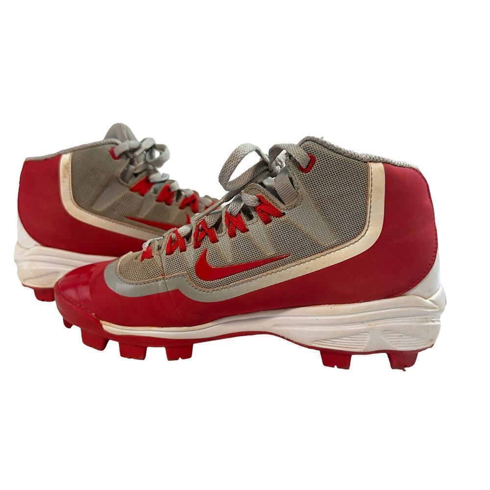 Nike Kids Red and Gray Baseball Cleats